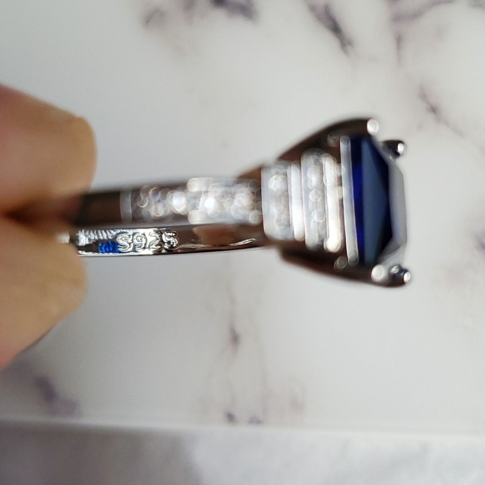 New Fashion 925 Silver Blue Sapphire Ring - Picture 5 of 8